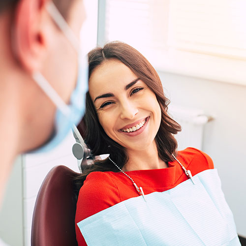 smiling woman at the dentist